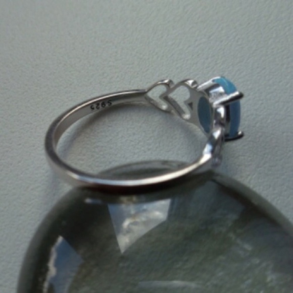 SOLD OUT — 925 Silver Blue Opal and Hearts Ring - Picture 5 of 8